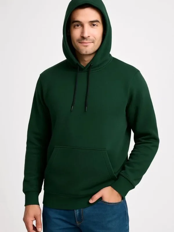 Bărbat Haki 3 Fire Bumbac Glugă Cangur Buzunar Sweatshirt 6