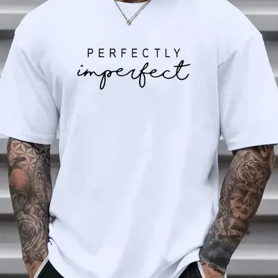 Bărbați Alb Oversize Guler Bicicletă Imprimat Tricou de Vară 1