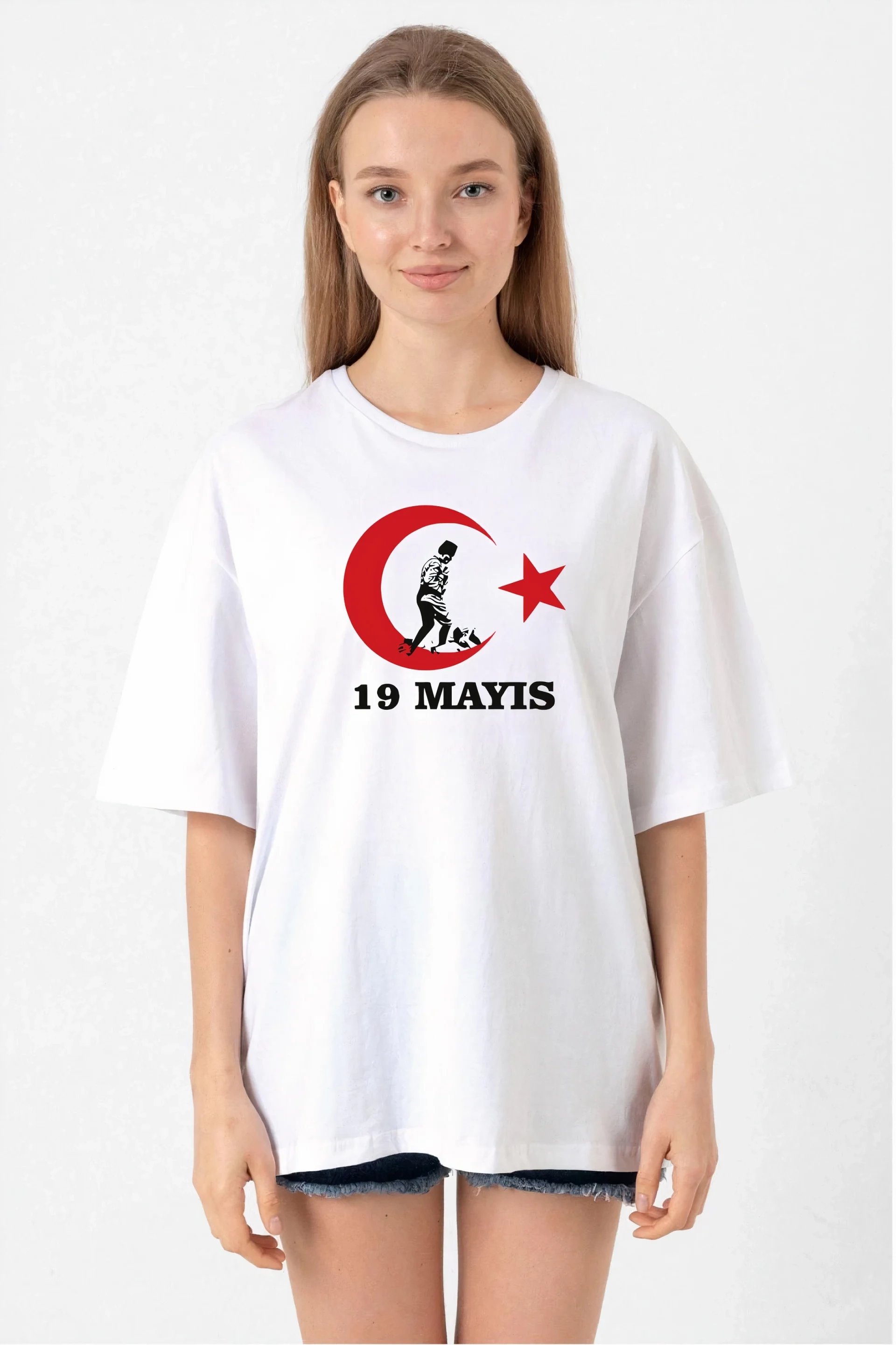 Muška bijela biciklistička kragna 19. maj printana majica