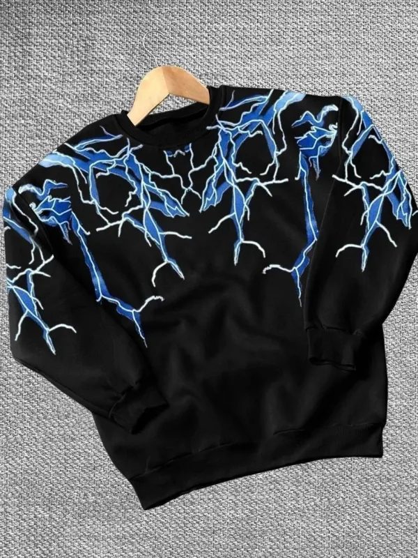 Jinê Reş 3 Têl Pembû Bi Çapî Birûskê Stûyê Bisîklet Sweatshirt 1