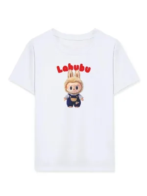 Djevojčica bijela Labubu print obična majica