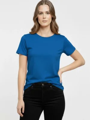 Dámské indigové slim fit tričko s cyklistickým výstřihem a lycrou basic