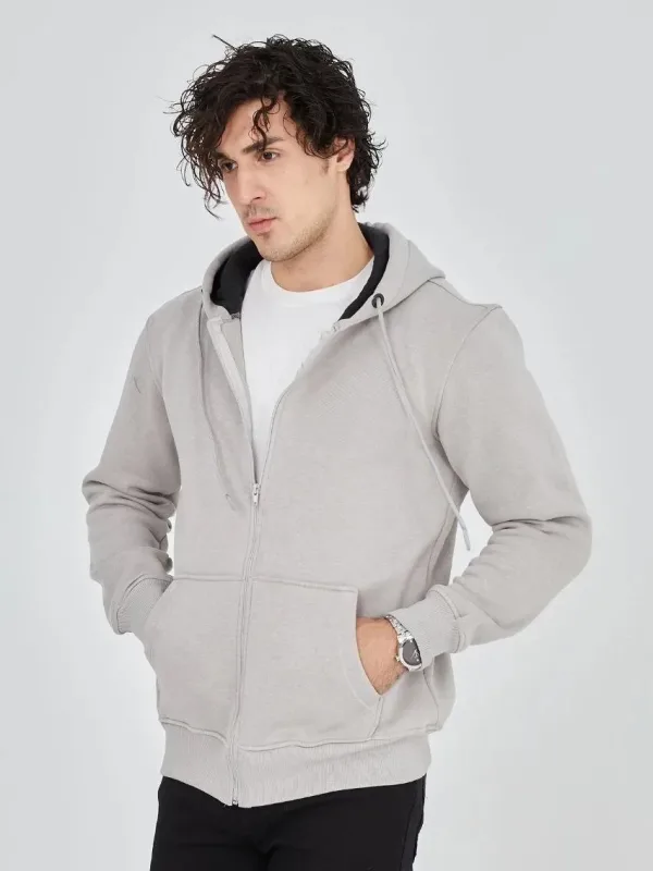 Mêr Gewr 3 Têl Pembû Hoodie Bi Zîp û Cêb 5