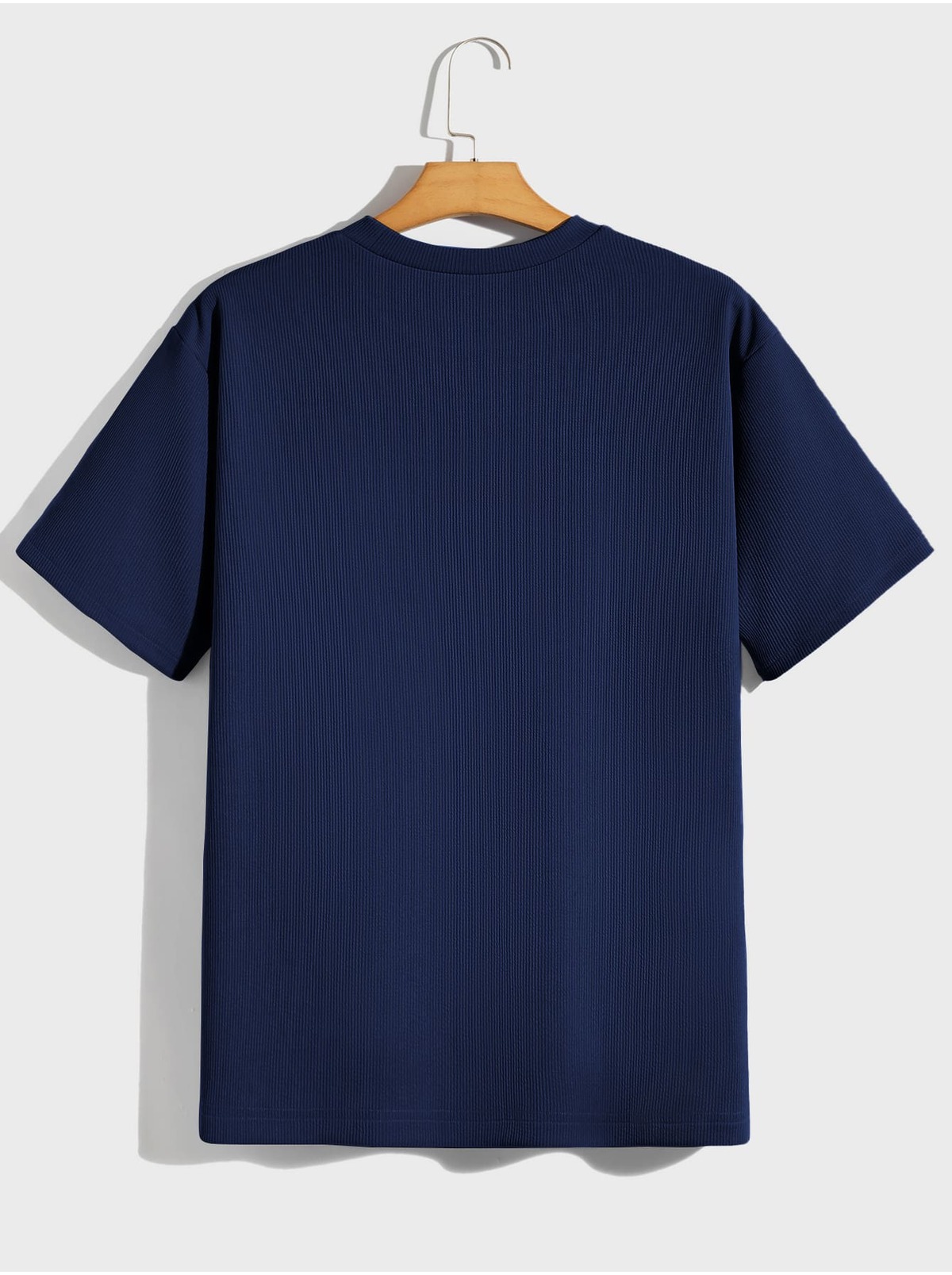 Men's Navy Oversize Ribbed Cotton Premium T-Shirt 3
