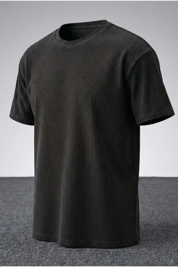 T-Shirtê Premium ê Reş ê Oversize yê Pembû yê Mêran 2