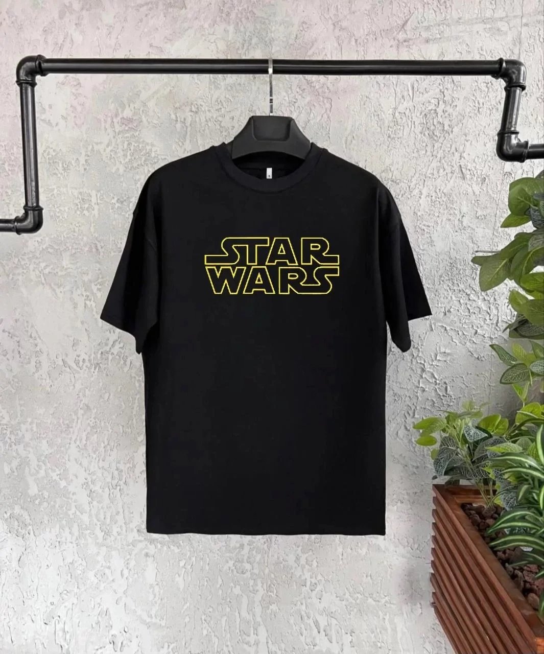 Dečija crna Star Wars štampana okrugla kragna majica 1