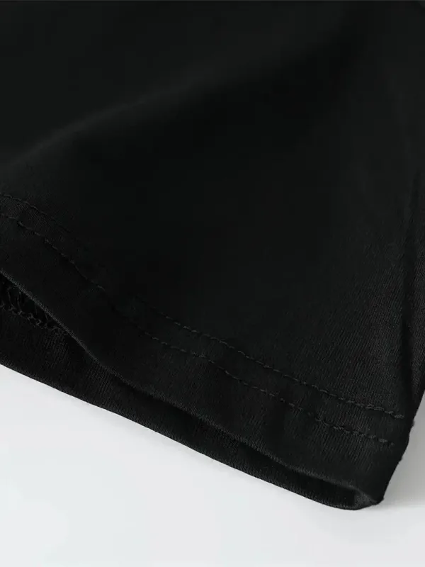 Men's Black Oversize Bicycle Neck Printed T-Shirt 5