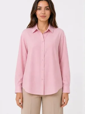 Women's Dusty Pink Classic Collar Buttoned Long Sleeve Shirt