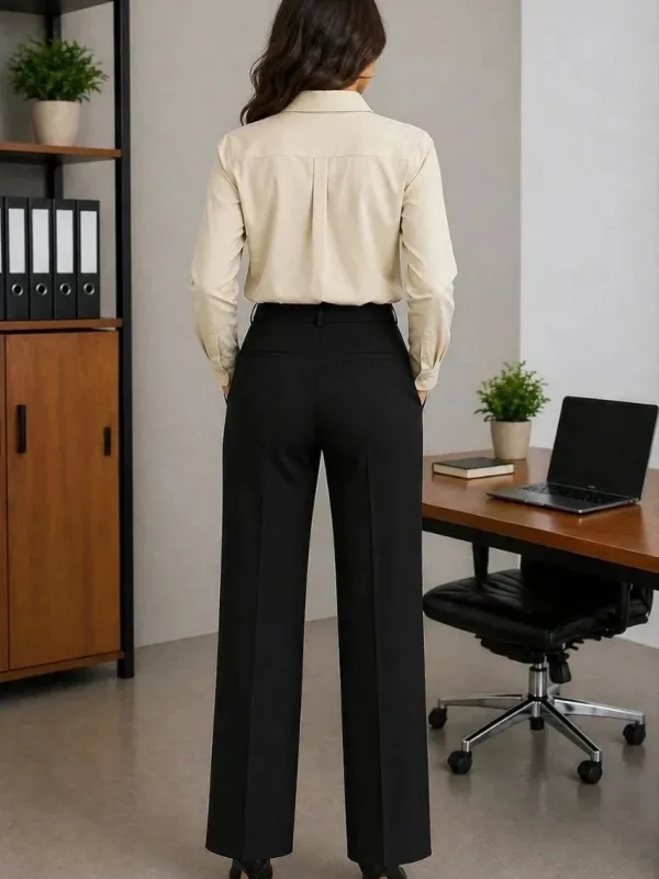 Women's Beige Buttoned Classic Collar Long Sleeve Shirt 3