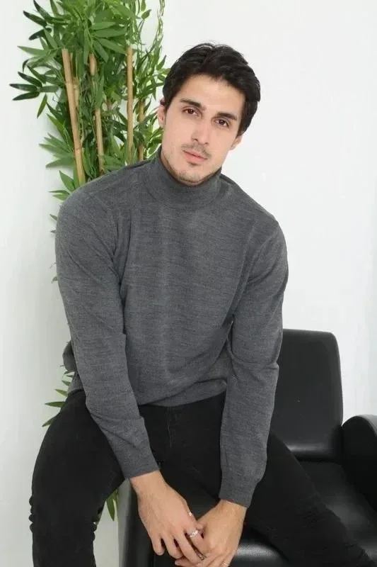 Мъжки опушен голф пуловер от трико 4