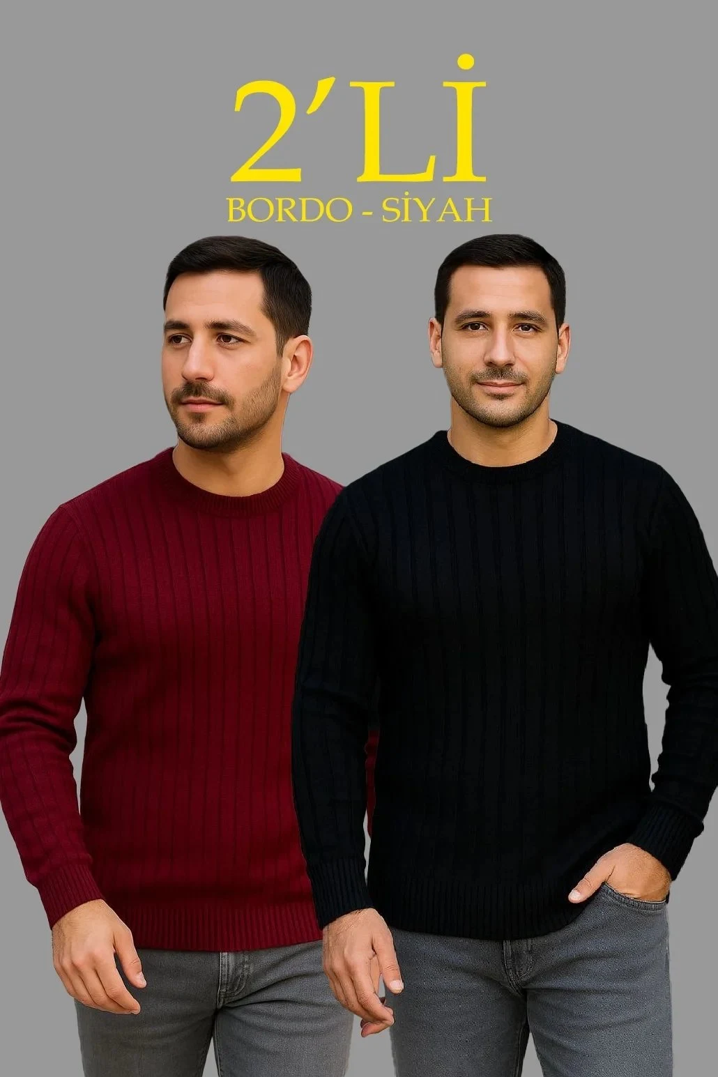 Masculin Negru Bordo Set 2 Canelat Guler Bicicleta Tricou Bumbac