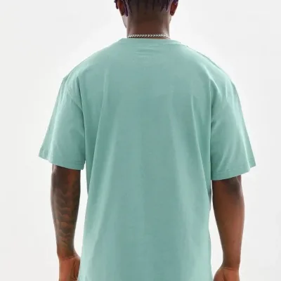 Men's Mint Green Oversize Crew Neck Printed T-Shirt 2
