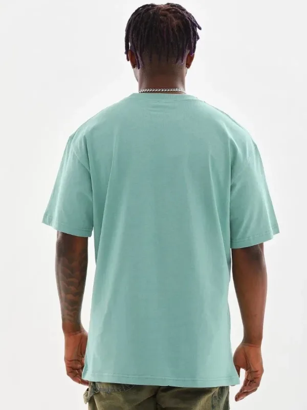 Men's Mint Green Oversize Crew Neck Printed T-Shirt 2