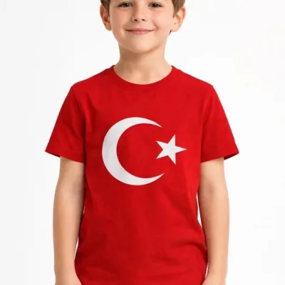 Tîşorta Zarokan a Sor, Qiraxa Bîsîkletê, Çapkirî Bi Heyv-Stêrk 3