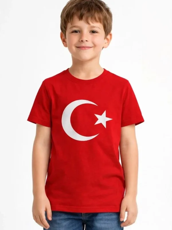 Tîşorta Zarokan a Sor, Qiraxa Bîsîkletê, Çapkirî Bi Heyv-Stêrk 3