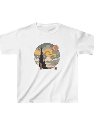 Παιδικό Λευκό Printed Oversize Ποδήλατο Λαιμό T-shirt