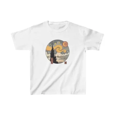 Παιδικό Λευκό Printed Oversize Ποδήλατο Λαιμό T-shirt 1