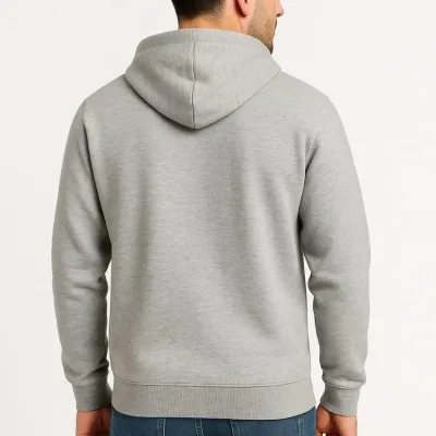 Bărbat Gri 3 Fire Bumbac Fermoar Complet Glugă Buzunare Hoodie 2