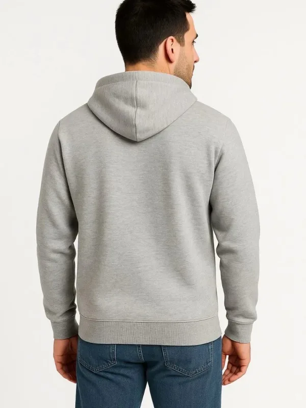 Bărbat Gri 3 Fire Bumbac Fermoar Complet Glugă Buzunare Hoodie 2