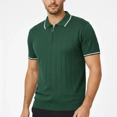 Bărbați Set 3 bucăți Tricou Polo cu Fermoar Guler Tricou 3