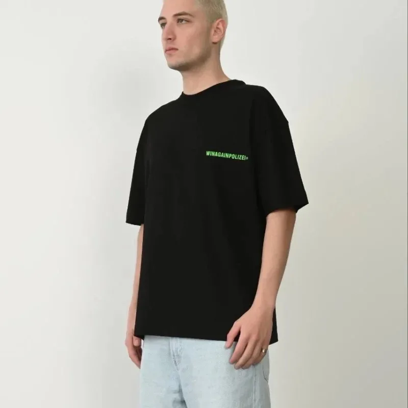 Kişi Qara Oversize Bisiklet Yaxalı Çap T-Shirt