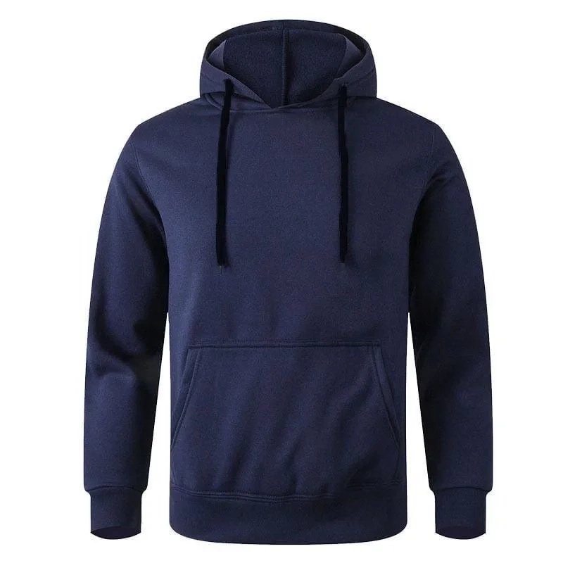 Men's Navy Oversize 3-Thread Cotton Hooded Pocket Sweatshirt 3