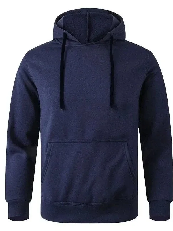 Muška tamnoplava oversize 3-niti pamučna kapuljača sa džepom duks 3