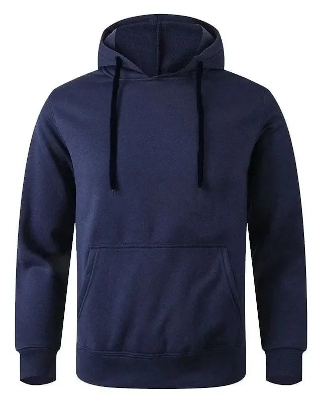 Pánský tmavě modrý oversize 3-nitný bavlněný mikina s kapucí a kapsami 3