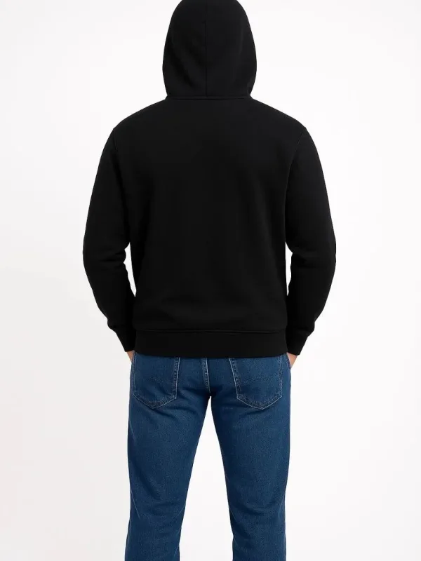 Bărbat Negru 3 Fire Bumbac Glugă Buzunar Cangur Sweatshirt 4