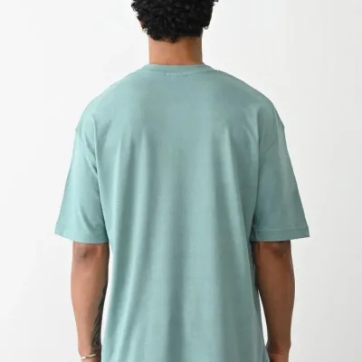 Férfi Mentazöld Basic Jersey Kerékpárnyakú Rövid Ujjú Póló 4