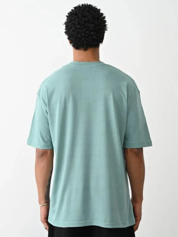 Férfi Mentazöld Basic Jersey Kerékpárnyakú Rövid Ujjú Póló 4