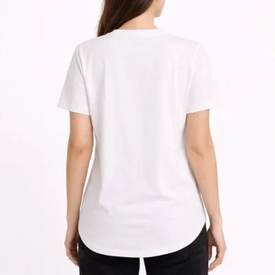 Women's White Oversize Crew Neck Oval Cut Basic T-Shirt 2