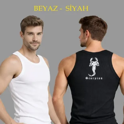 Męski zestaw 2 sztuk slimfit prążkowany koszulka z nadrukiem z tyłu 1