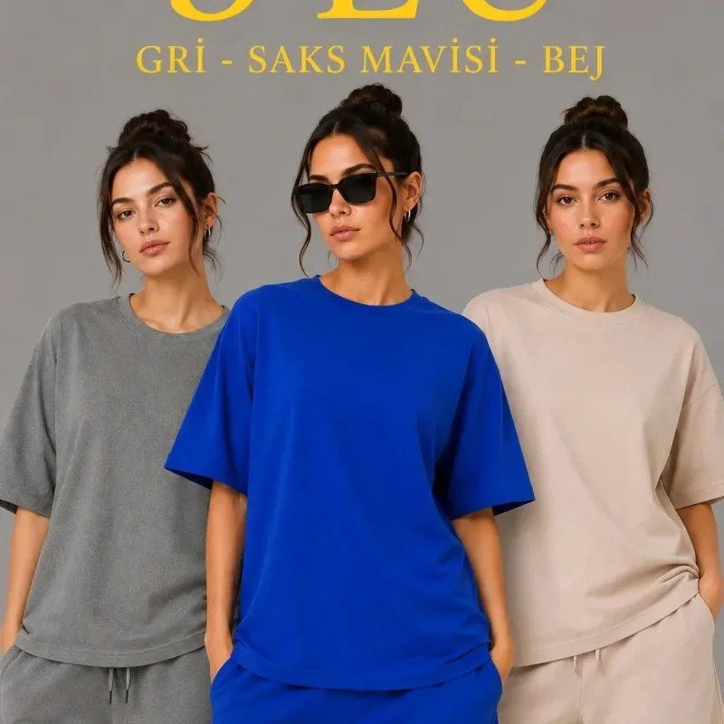 Γυναικείο Σετ 3 Τεμαχίων Oversize Δίνημα T-shirt και Σορτς