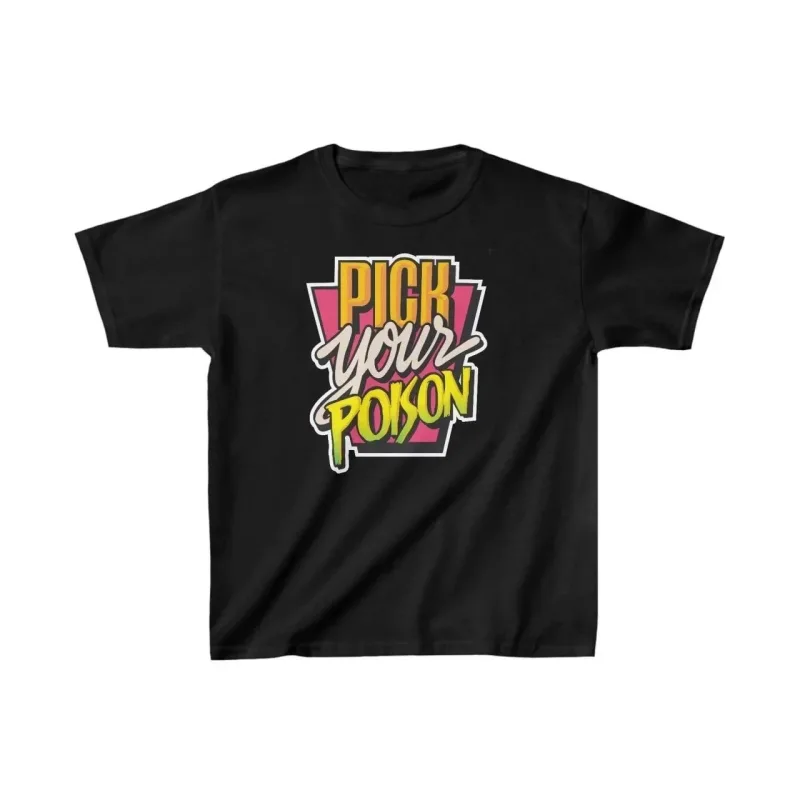Tricou pentru copii, negru, oversized, cu imprimeu, cu guler rotund