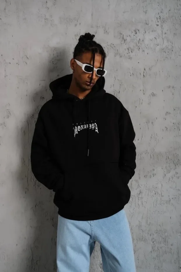 Murš Albo Printat Capușon Buzunar Cangur Sweatshirt 1