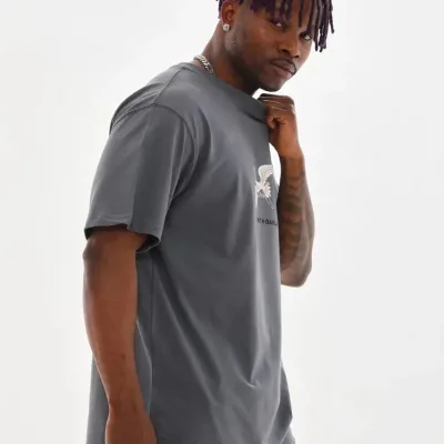 Tîşorta Oversize ya Mêran a Bi Stûyê Bisîkletê ya Dûmanî 6