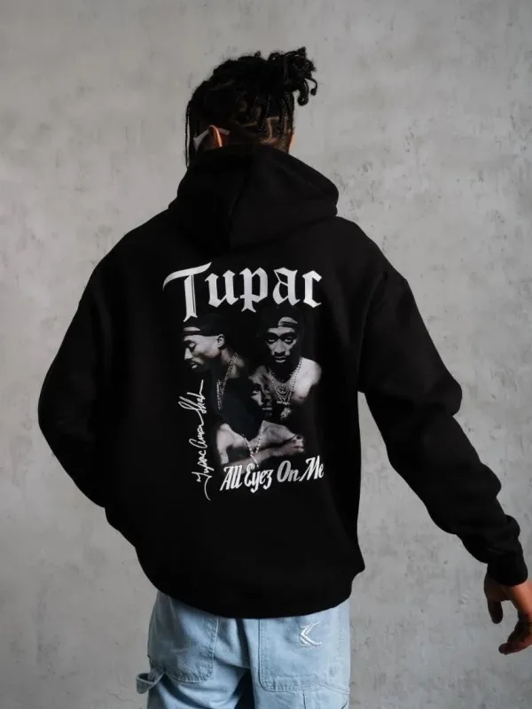 Muška crna 3-nitna pamučna kapuljača s kengur džepom i printom sweatshirt 2