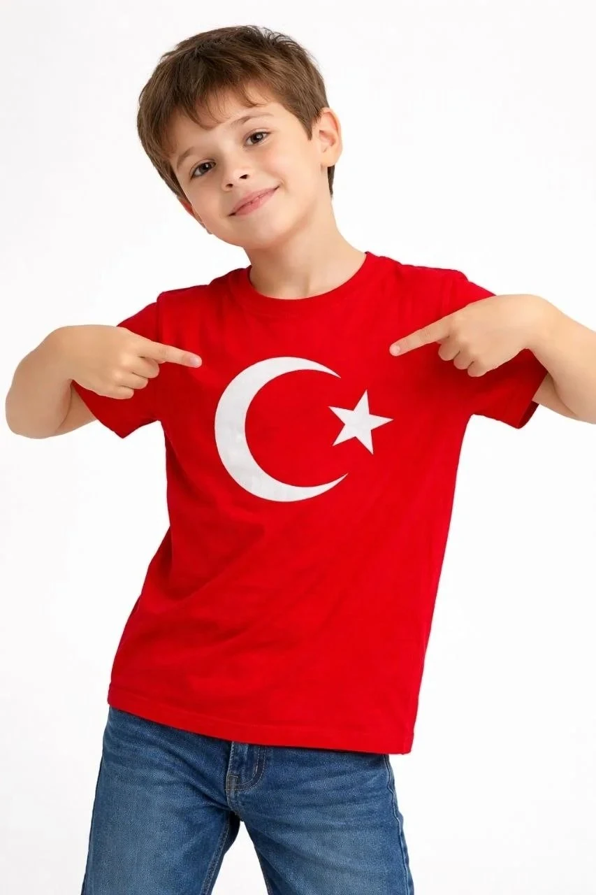 Tîşorta Zarokan a Sor, Qiraxa Bîsîkletê, Çapkirî Bi Heyv-Stêrk