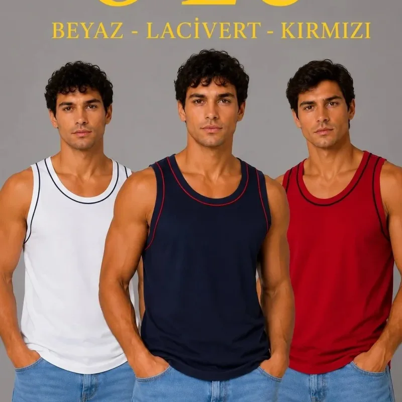 Men's 3-Piece Set Sleeveless Scoop Neck Athletic Tank Top
