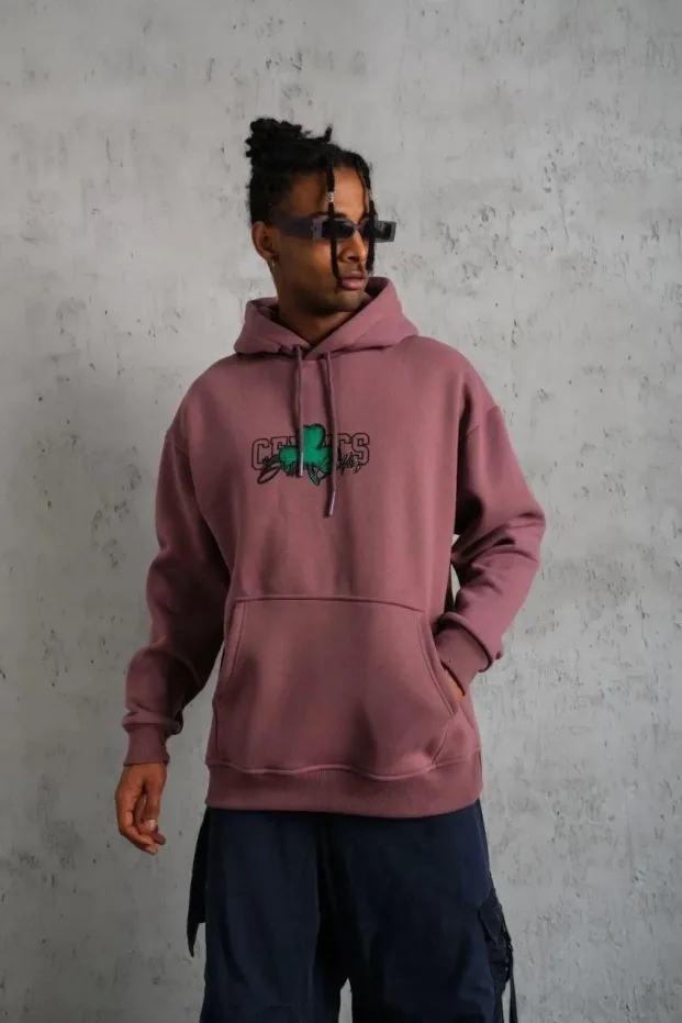 Sweatshirtê Mêran ê Pembe Gulî, 3 Têl, Pembû, Bi Kevan, Çapkirî, Bi Berîk 4