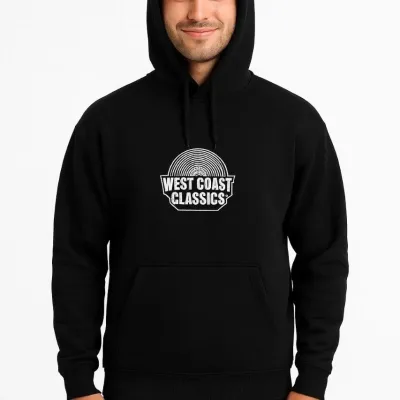 Men's Black 3-Thread Cotton Printed Kangaroo Pocket Hoodie 5