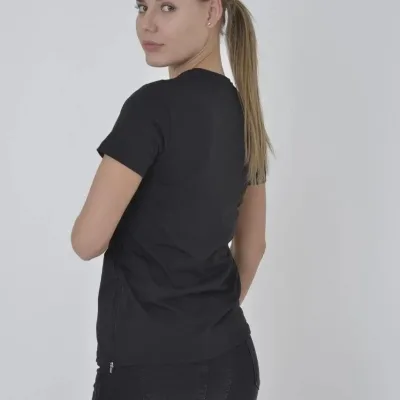 Dámske čierne slimfit bicykel výstrih bočný zips tričko 1