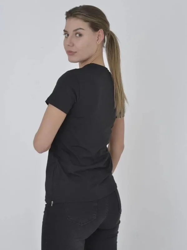 Dámske čierne slimfit bicykel výstrih bočný zips tričko 1