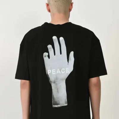 Men's Black Oversize Crew Neck Printed T-Shirt 2