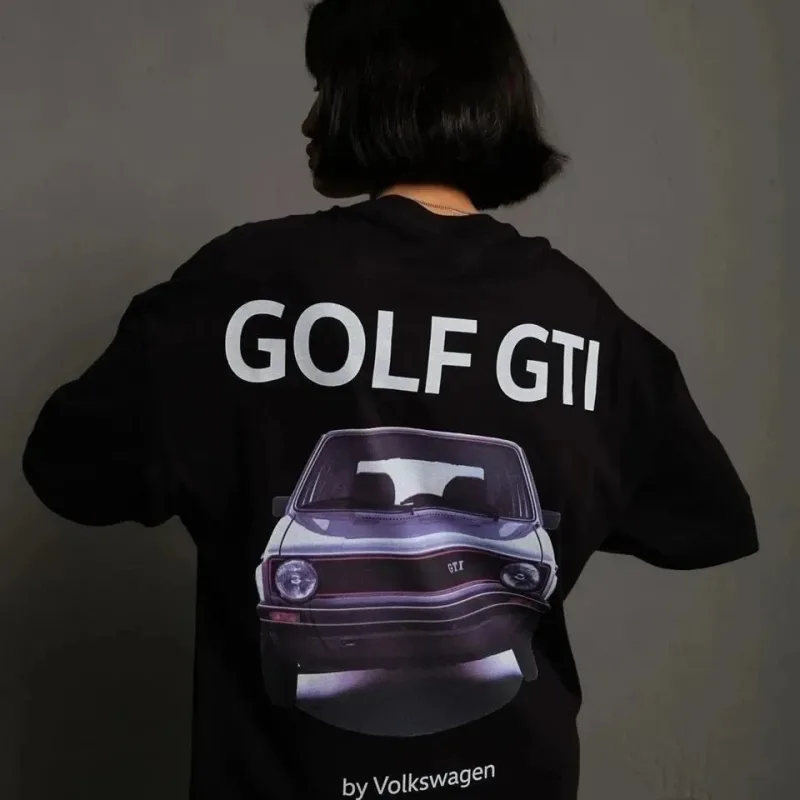 Ženska crna oversize retro Golf GTI auto print majica