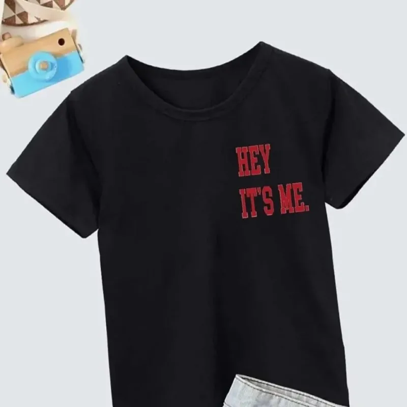 Παιδικό Μαύρο Oversize Printed Στρογγυλό Λαιμό T-shirt