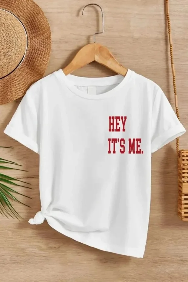 Bluzë për fëmijë të bardhë me printim, jakë biçiklete, oversize 1