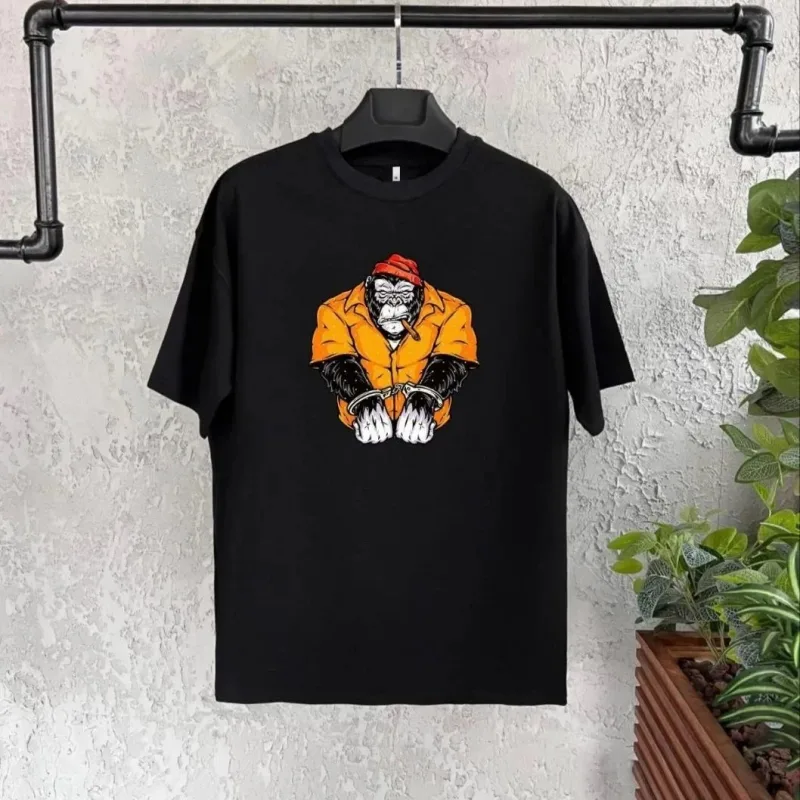 T-Shirta Zarokan a Reş a Oversize ya Çapkirî ya Stûyê Bisîkletê