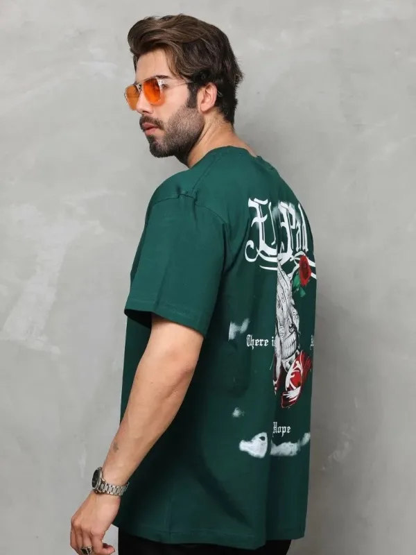 Машка зелена преголема бициклистичка јака со печатење маица 7